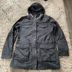 Duluth Trading Co Womens Gray Hooded Field Jacket Utility Coat Large